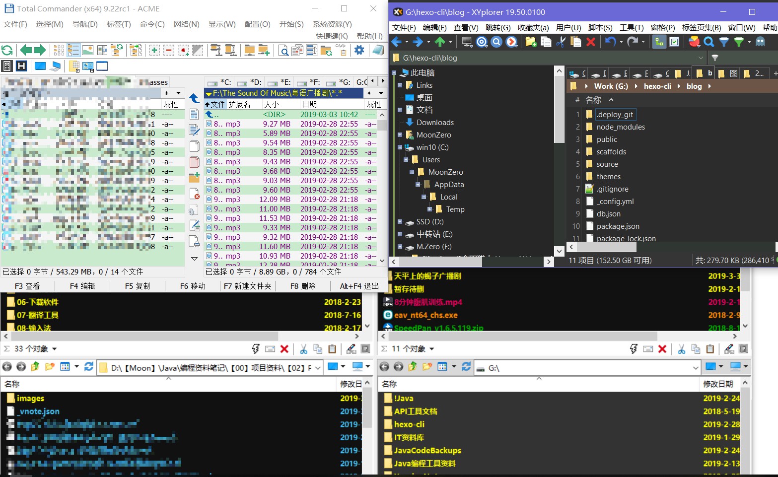 Q-Dir、Total Commander、XYplorer合影